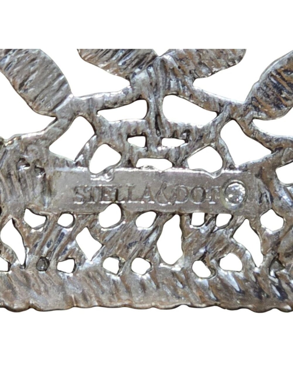 Stella & Dot Silver Tone Filigree Wide Cuff Bracelet Boho Statement Lace - Picture 3 of 7